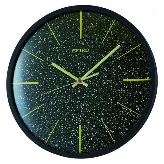 Black Round Modern Battery Silent Wall Clock 34cm QXA828K