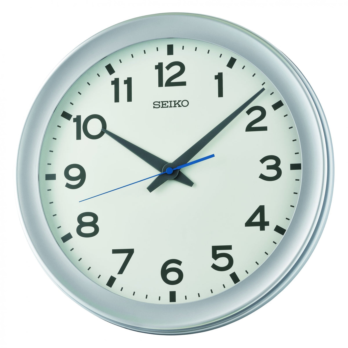 Silver Finish Round Quartz Wall Clock Silent Sweep QXA835S