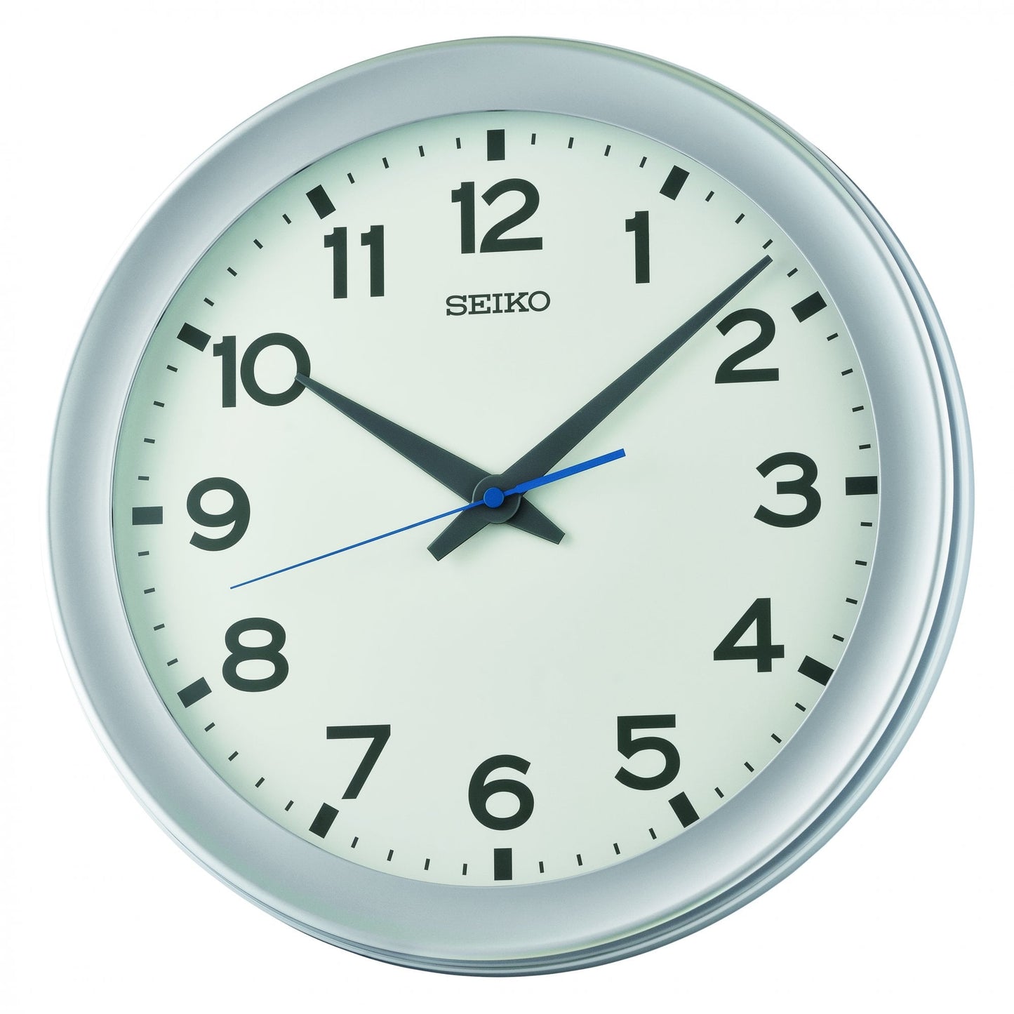 Silver Finish Round Quartz Wall Clock Silent Sweep QXA835S