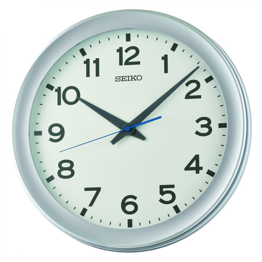 Silver Finish Round Quartz Wall Clock Silent Sweep QXA835S