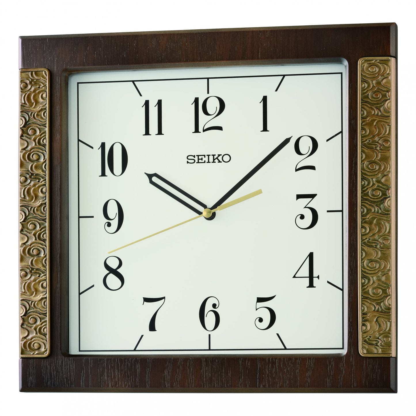 Wooden Square Battery Quiet Wall Clock Feng Shui QXA842Z