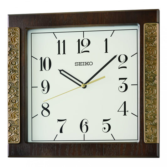 Wooden Square Battery Quiet Wall Clock Feng Shui QXA842Z