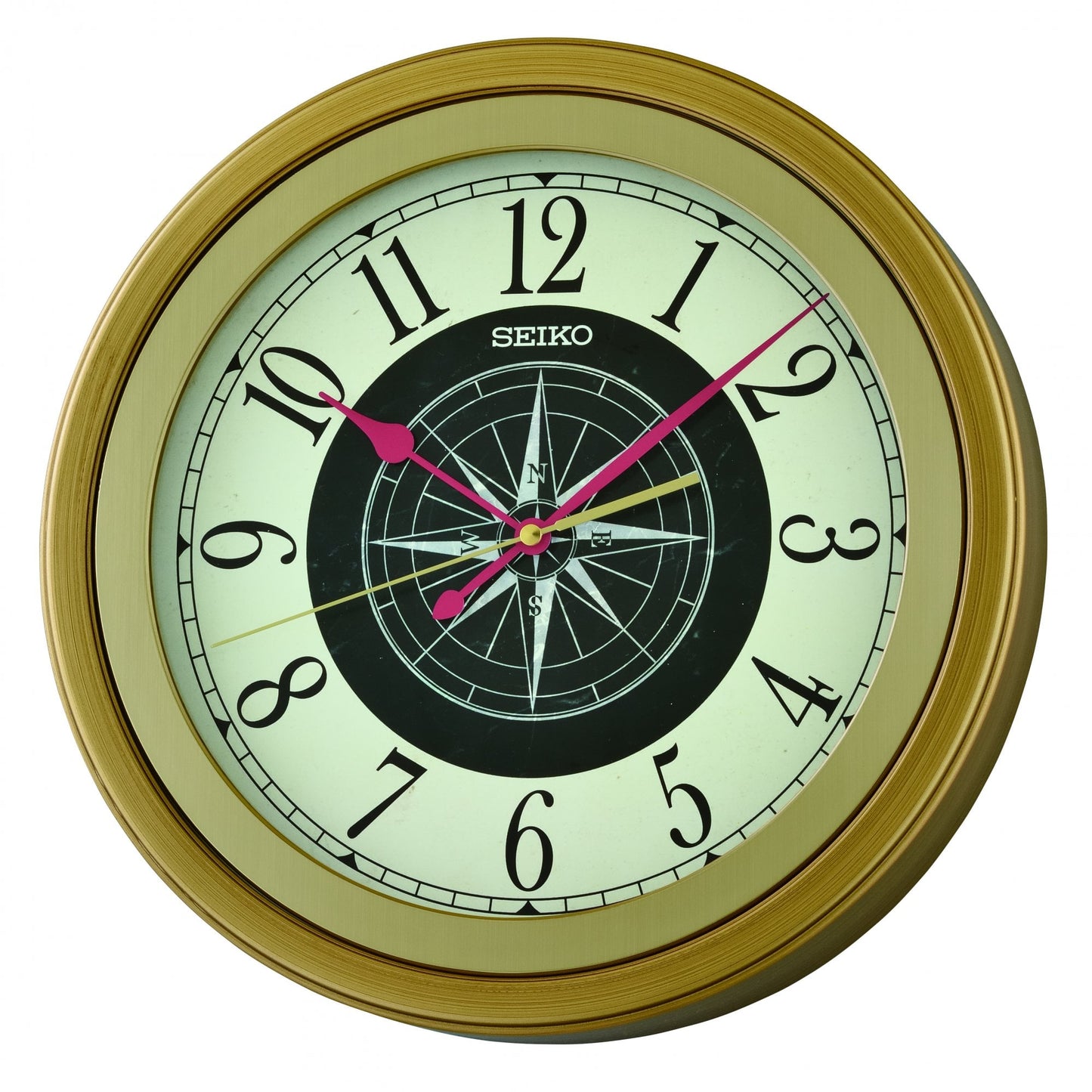 Gold Tone Battery Round Wall Clock Silent Sweep Seconds QXA844G