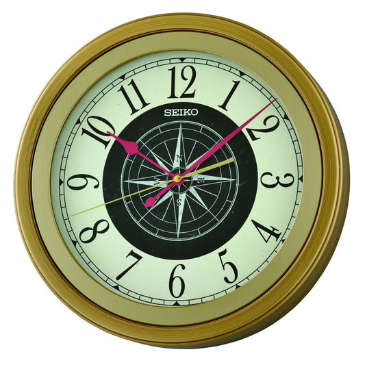 Gold Tone Battery Round Wall Clock Silent Sweep Seconds QXA844G