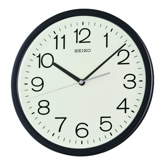 Black Round Quartz Clear Wall Clock, Silent Sweep QXA847K