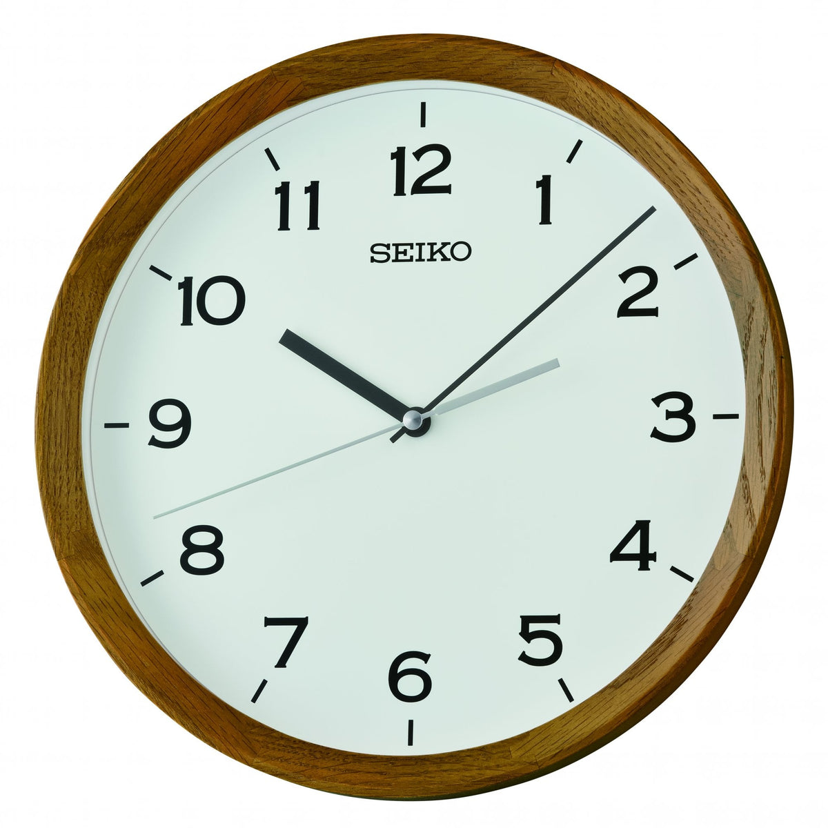 Oak Wooden Round Quartz Wall Clock Silent Sweep QXA853B