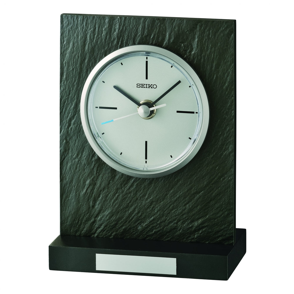 Black Slate Effect Quartz Mantel Clock with Plaque QXG153N
