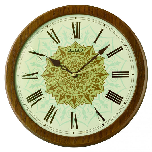 Seiko Clocks Brown Wooden Battery Wall Clock, Silent Seconds QXA875Z