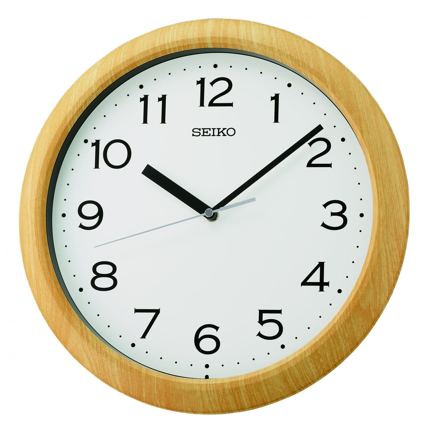 Round Battery Light Brown Wall Clock, Clear Face QHA014A