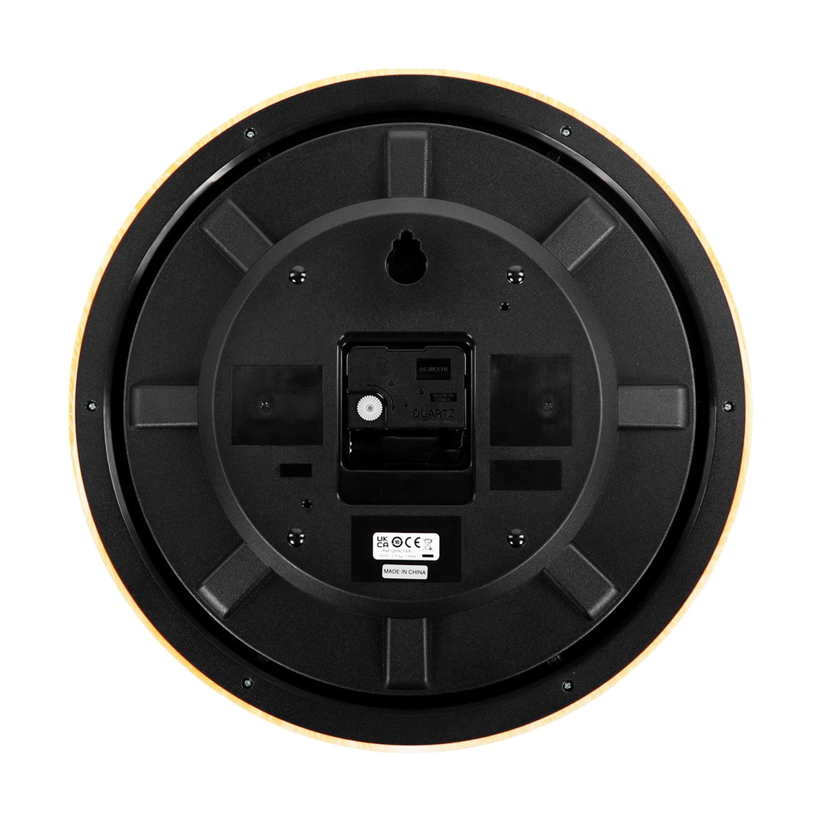 Round Battery Light Brown Wall Clock, Clear Face QHA014A