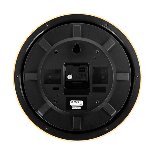 Round Battery Light Brown Wall Clock, Clear Face QHA014A