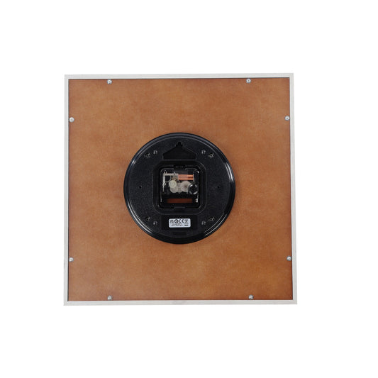 Grey Wooden Square Battery Wall Clock with Rattan Dial QXA845N