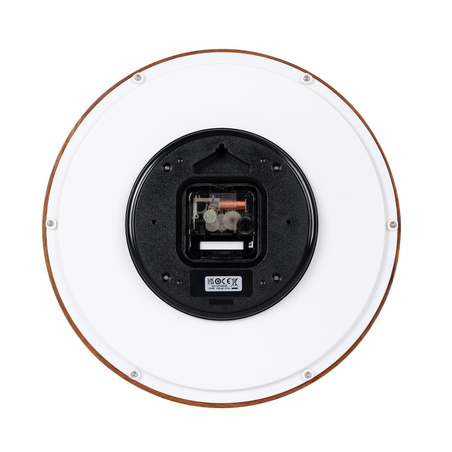 Oak Wooden Round Quartz Wall Clock Silent Sweep QXA853B