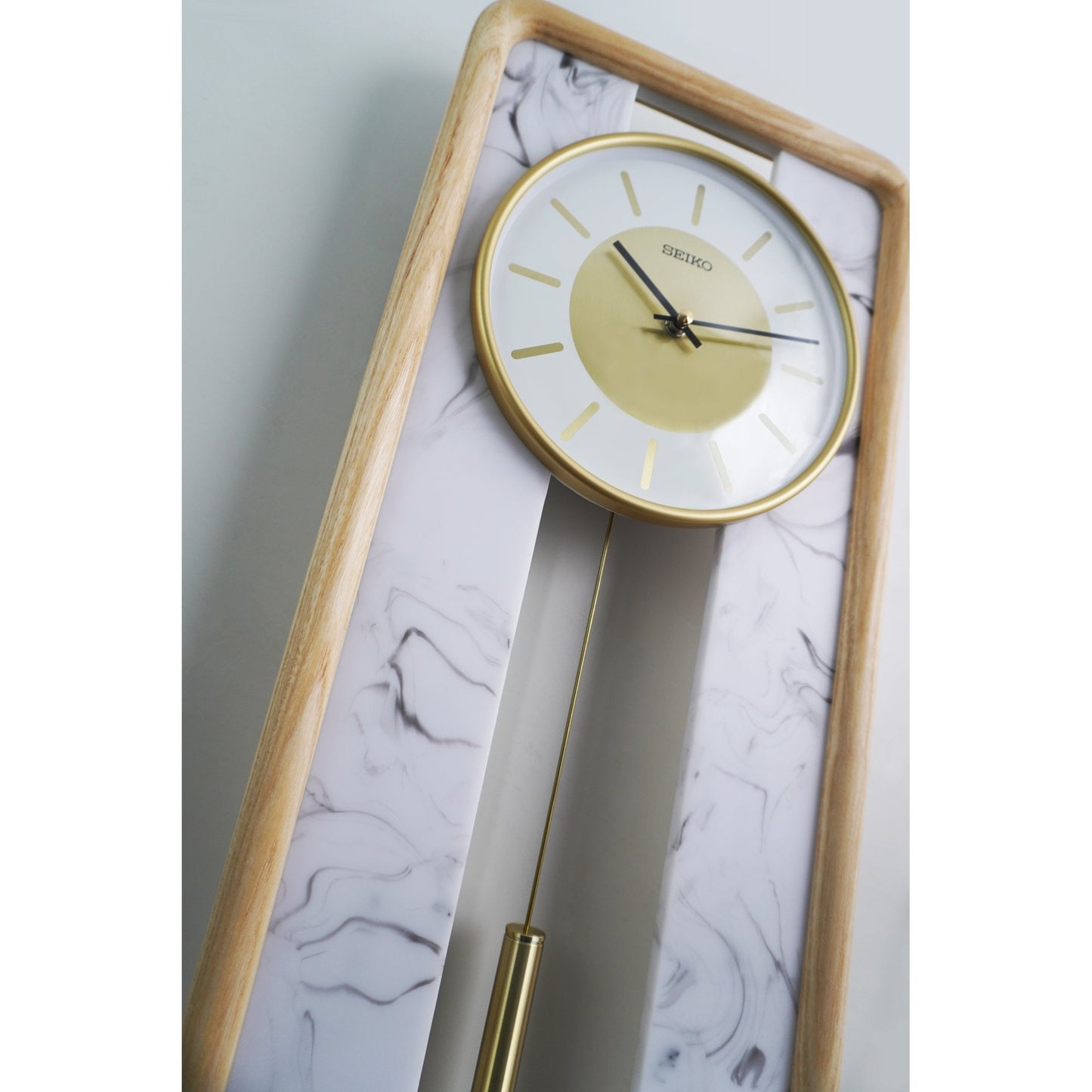 Light Wood Battery Wall Clock with Pendulum QXC246B