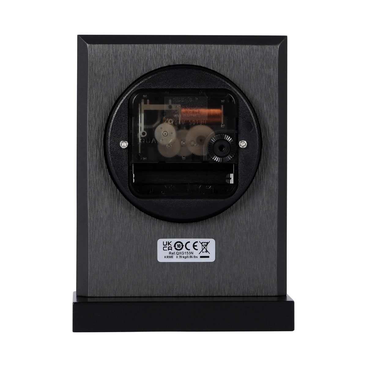 Black Slate Effect Quartz Mantel Clock with Plaque QXG153N
