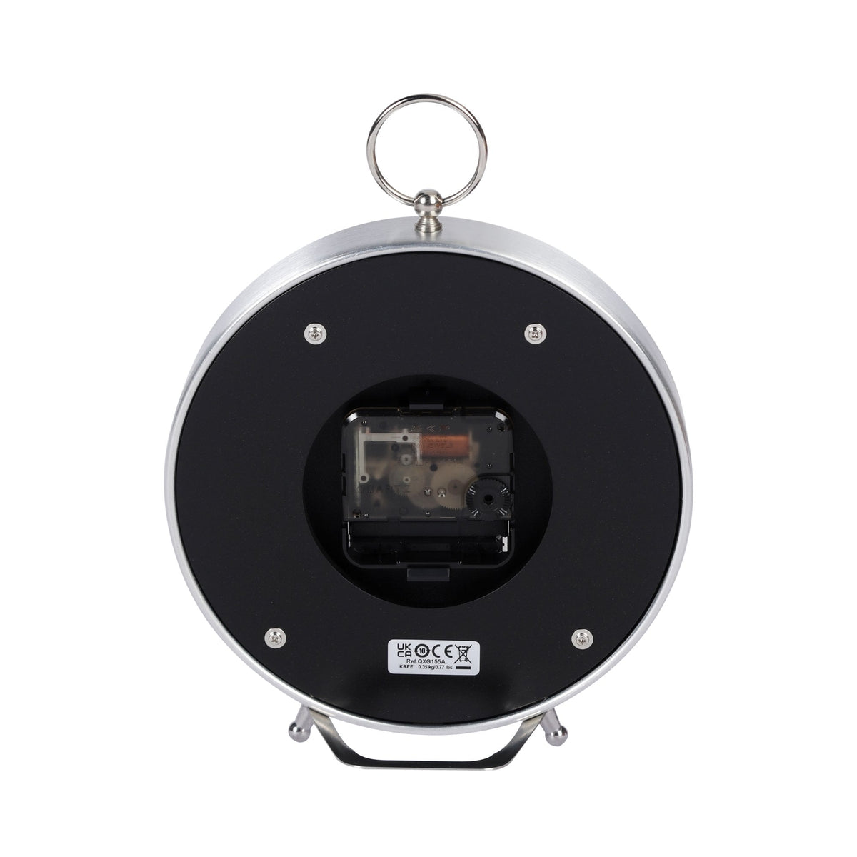 Aluminium Retro Round Battery Mantel Clock Clear Face QXG155A
