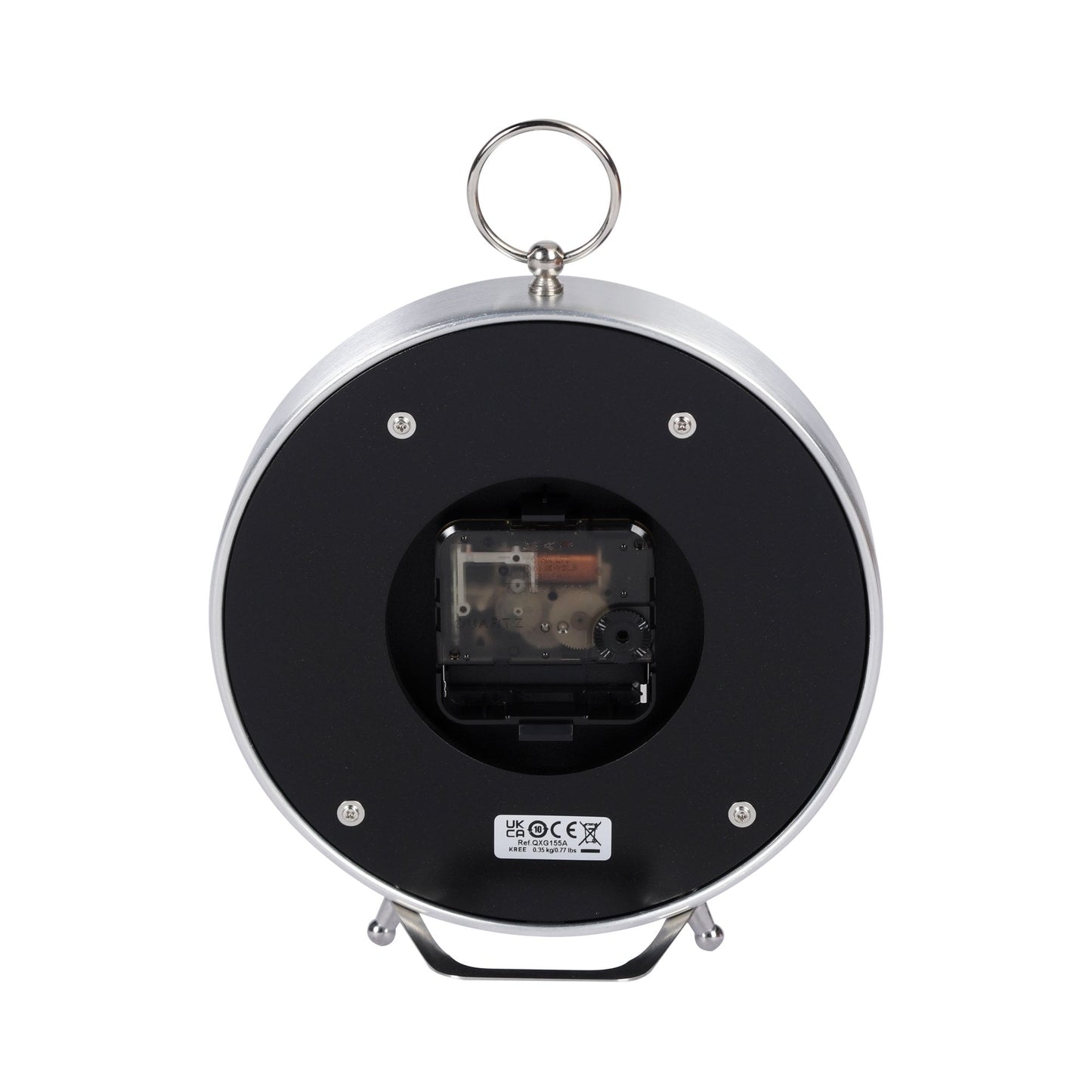 Aluminium Retro Round Battery Mantel Clock Clear Face QXG155A
