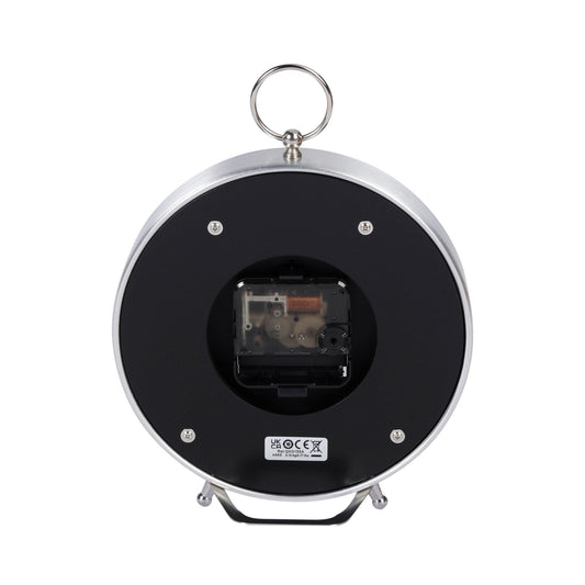 Aluminium Retro Round Battery Mantel Clock Clear Face QXG155A