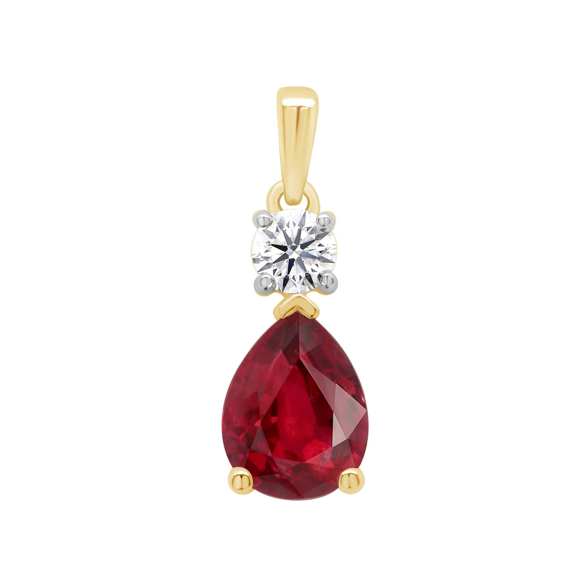 9ct Gold Ladies Lab Grown Diamond & Ruby Pendant