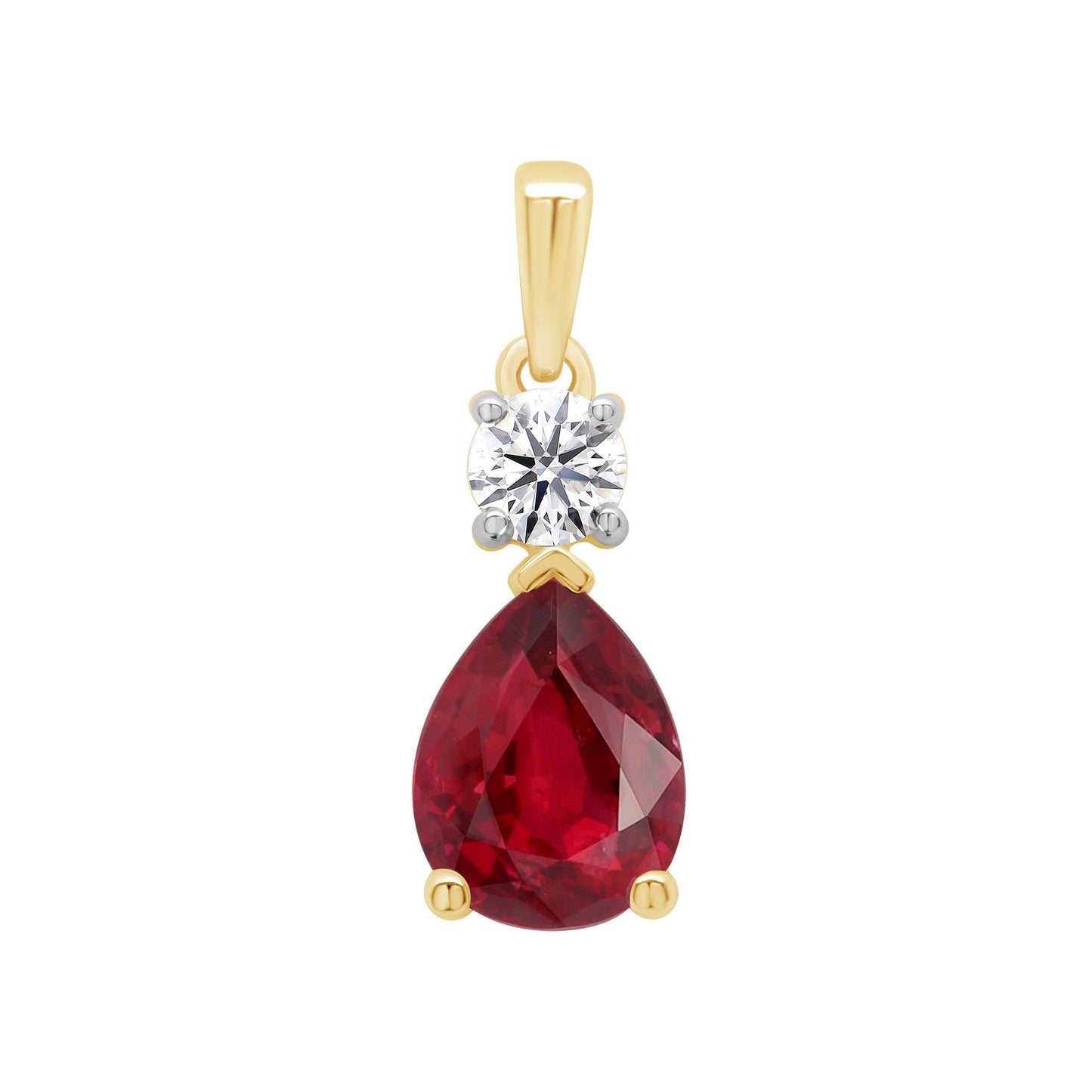 9ct Gold Ladies Lab Grown Diamond & Ruby Pendant