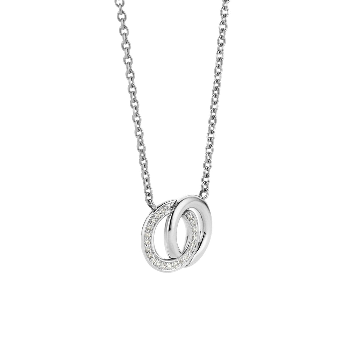Sterling Silver Cubic Zirconia Double Circle Pendant 3822ZI/48