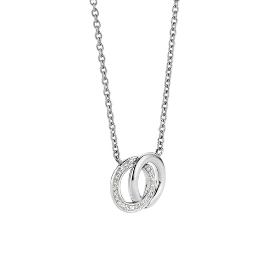 Sterling Silver Cubic Zirconia Double Circle Pendant 3822ZI/48