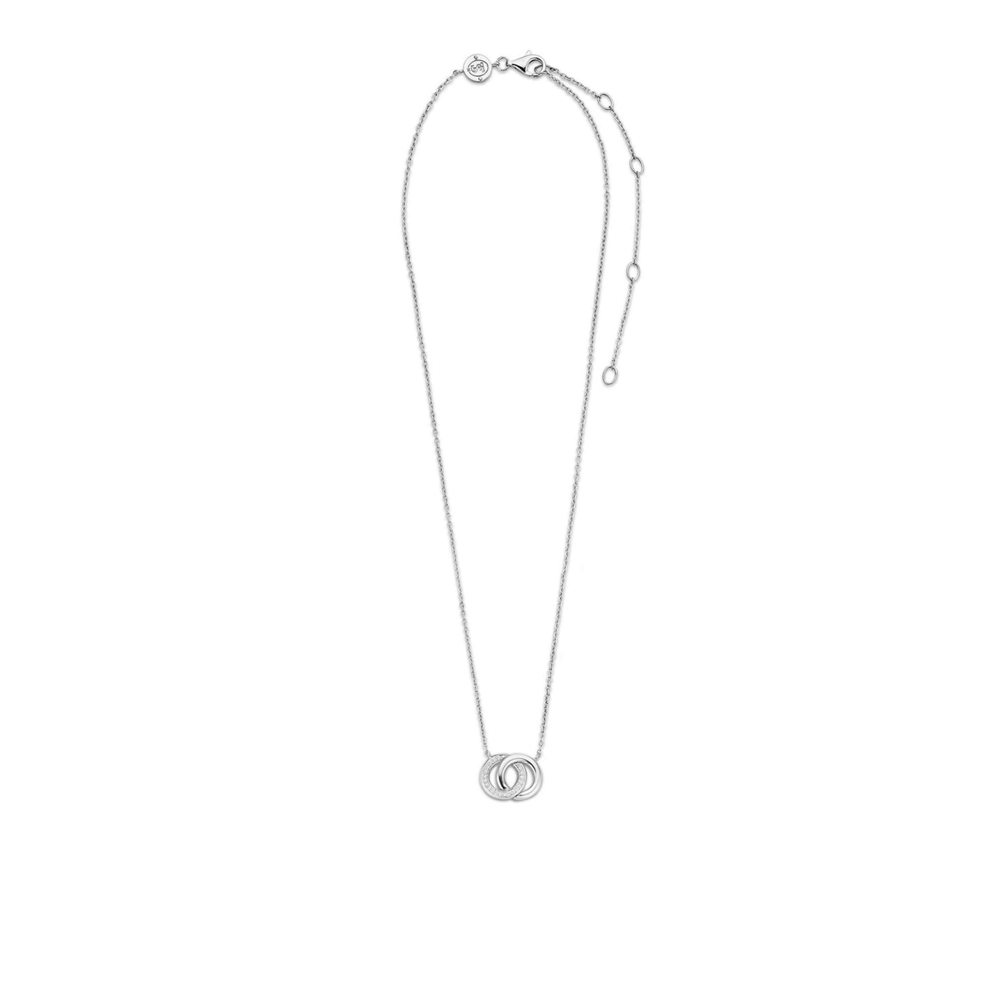 Sterling Silver Cubic Zirconia Double Circle Pendant 3822ZI/48