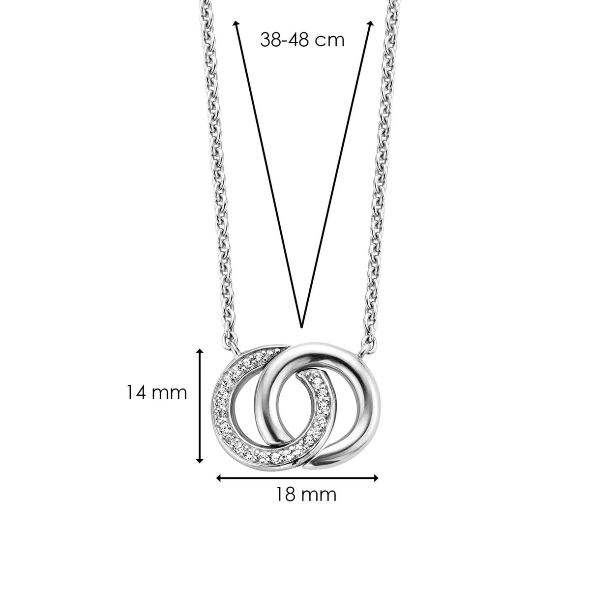 Sterling Silver Cubic Zirconia Double Circle Pendant 3822ZI/48