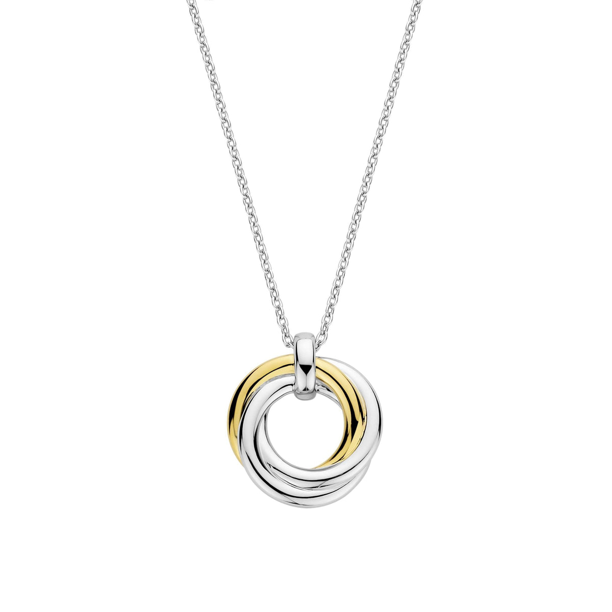 Ladies Gold on Silver Cubic Zirconia Circle Pendant 34055ZY/42