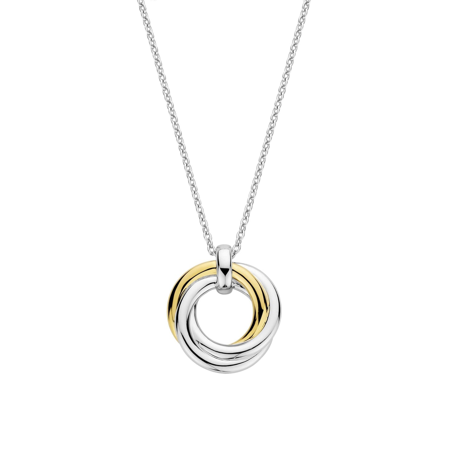 Ladies Gold on Silver Cubic Zirconia Circle Pendant 34055ZY/42