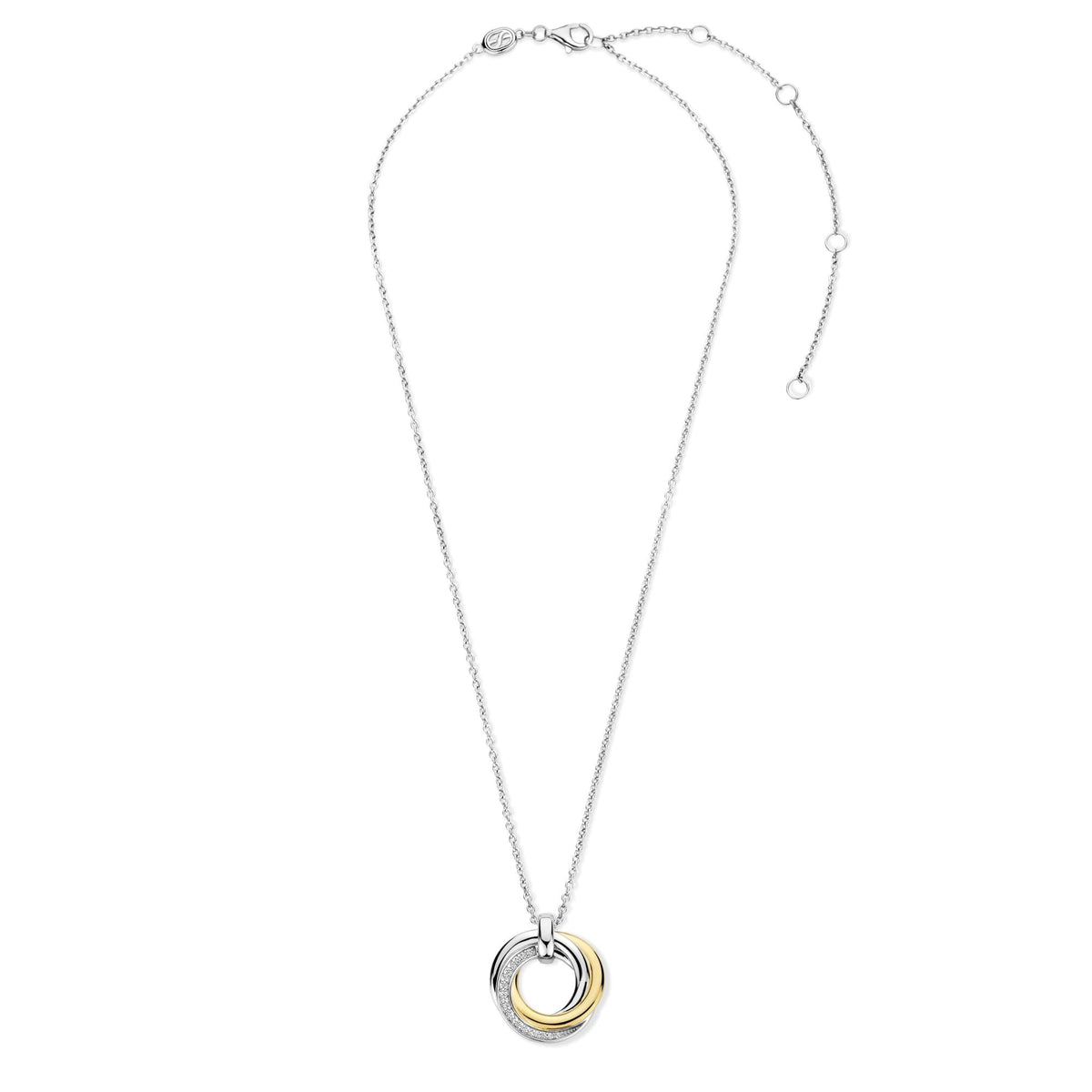 Ladies Gold on Silver Cubic Zirconia Circle Pendant 34055ZY/42