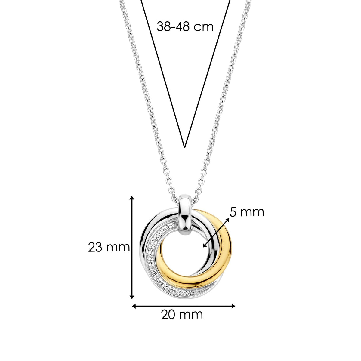 Ladies Gold on Silver Cubic Zirconia Circle Pendant 34055ZY/42