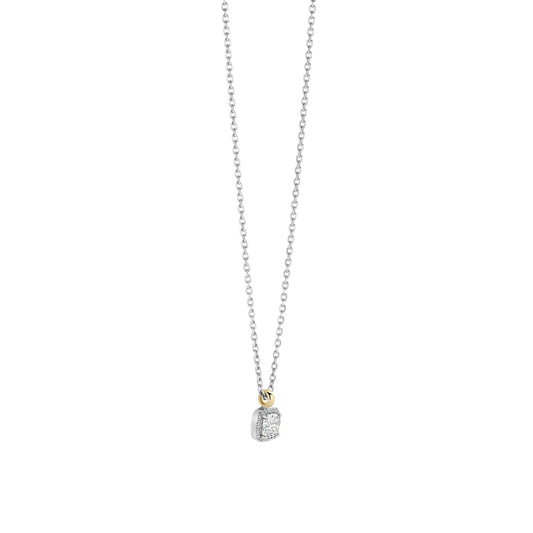 Ladies 2 Tone Sterling Silver Cubic Zirconia Pendant 34103ZY/42