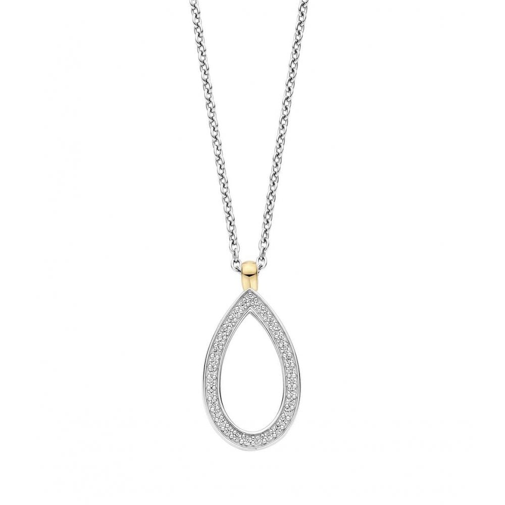 Ladies Silver Teardrop Cubic Zirconia Pendant 34110ZY/42