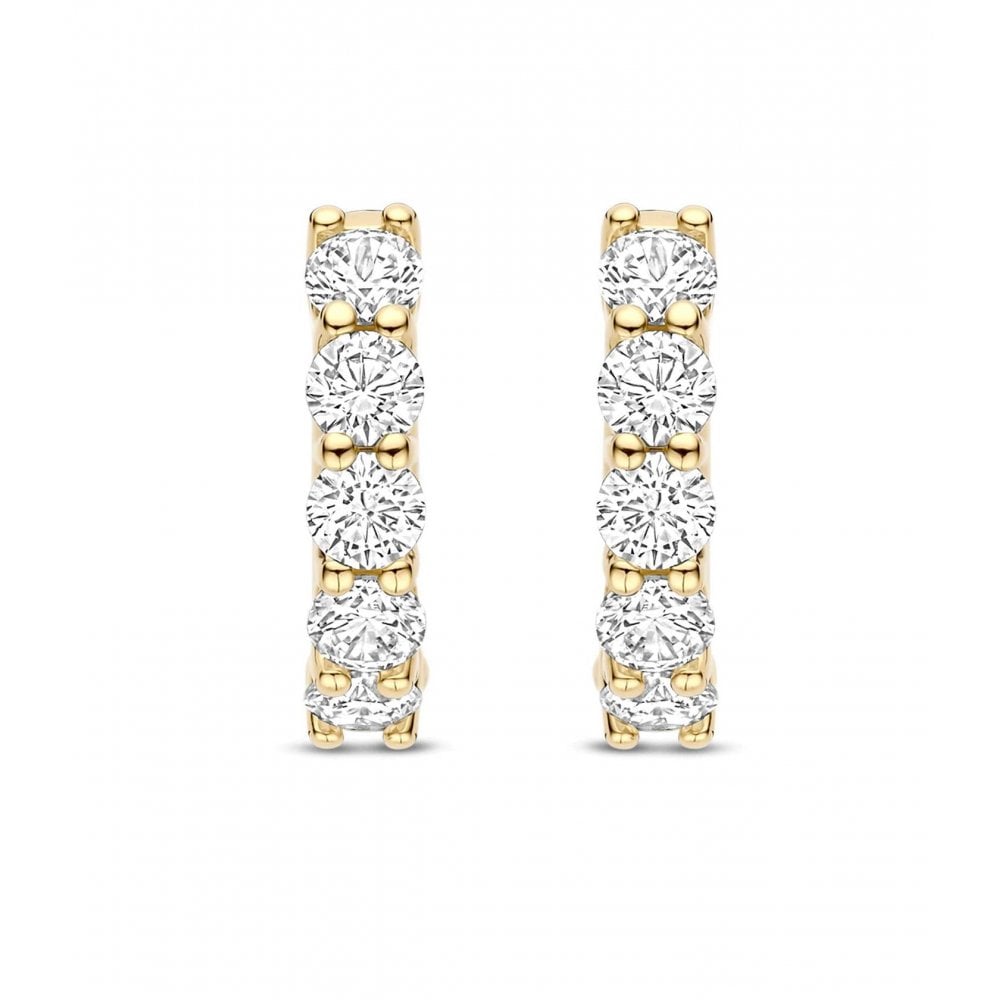 Ladies Gold on Silver Cubic Zirconia Hoop Earrings 7718ZY