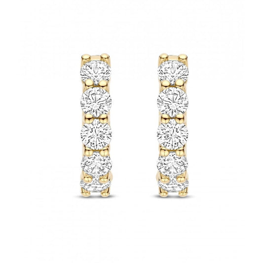 Ladies Gold on Silver Cubic Zirconia Hoop Earrings 7718ZY