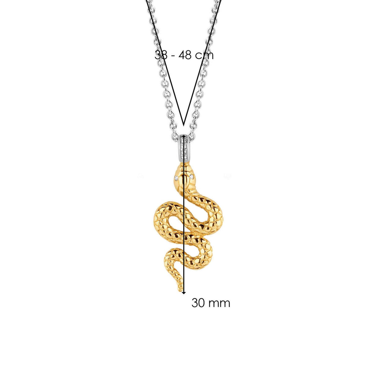Ladies Gold on Silver Snake Necklace 3923SY/42
