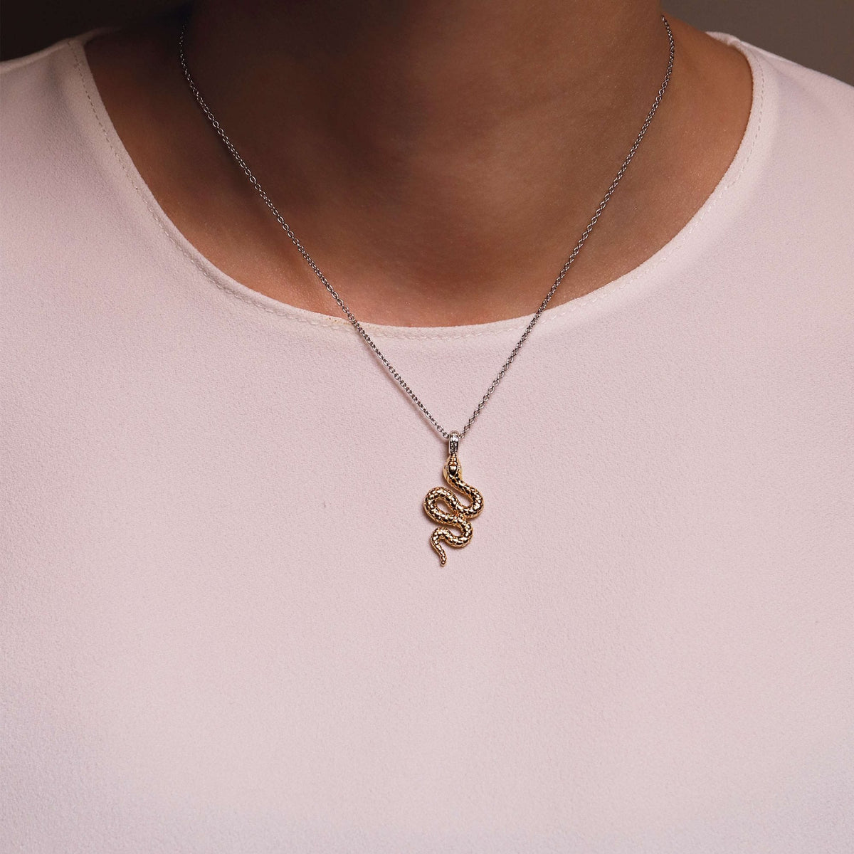 Ladies Gold on Silver Snake Necklace 3923SY/42