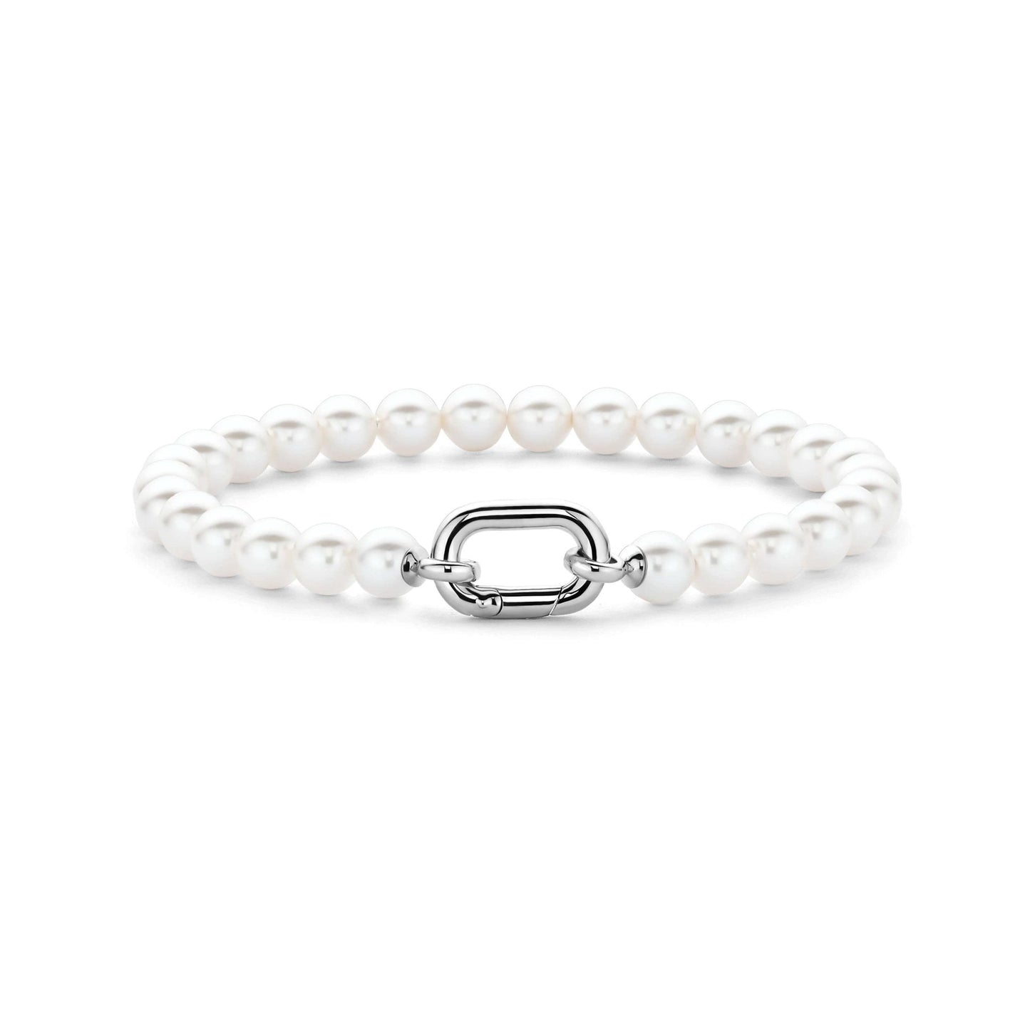 Sterling Silver Ladies Simulated Pearl White Bracelet 23037PW