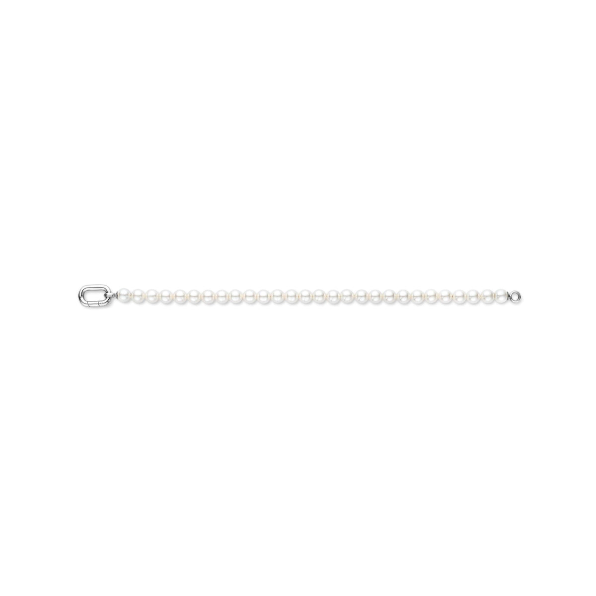 Sterling Silver Ladies Simulated Pearl White Bracelet 23037PW