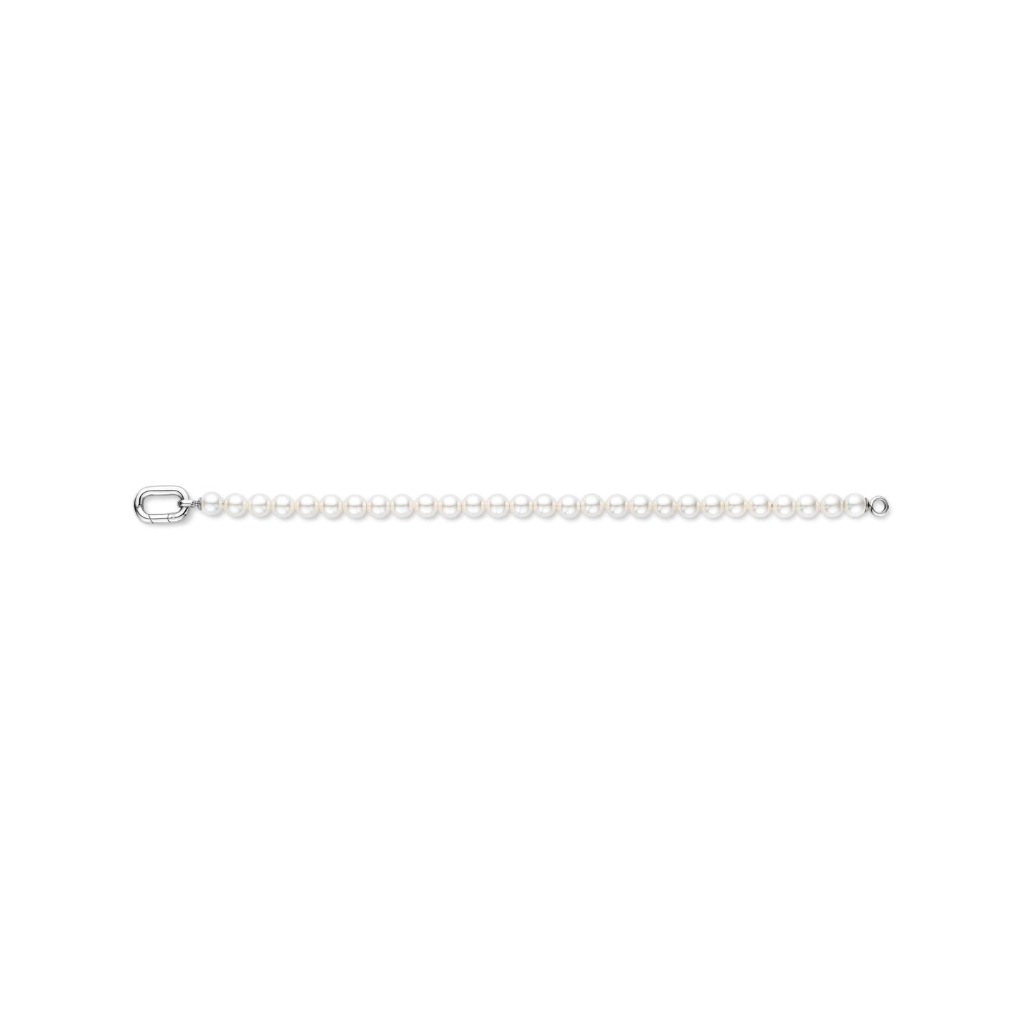 Sterling Silver Ladies Simulated Pearl White Bracelet 23037PW