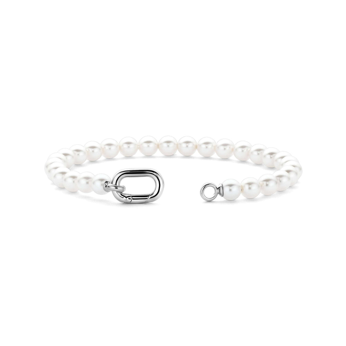 Sterling Silver Ladies Simulated Pearl White Bracelet 23037PW