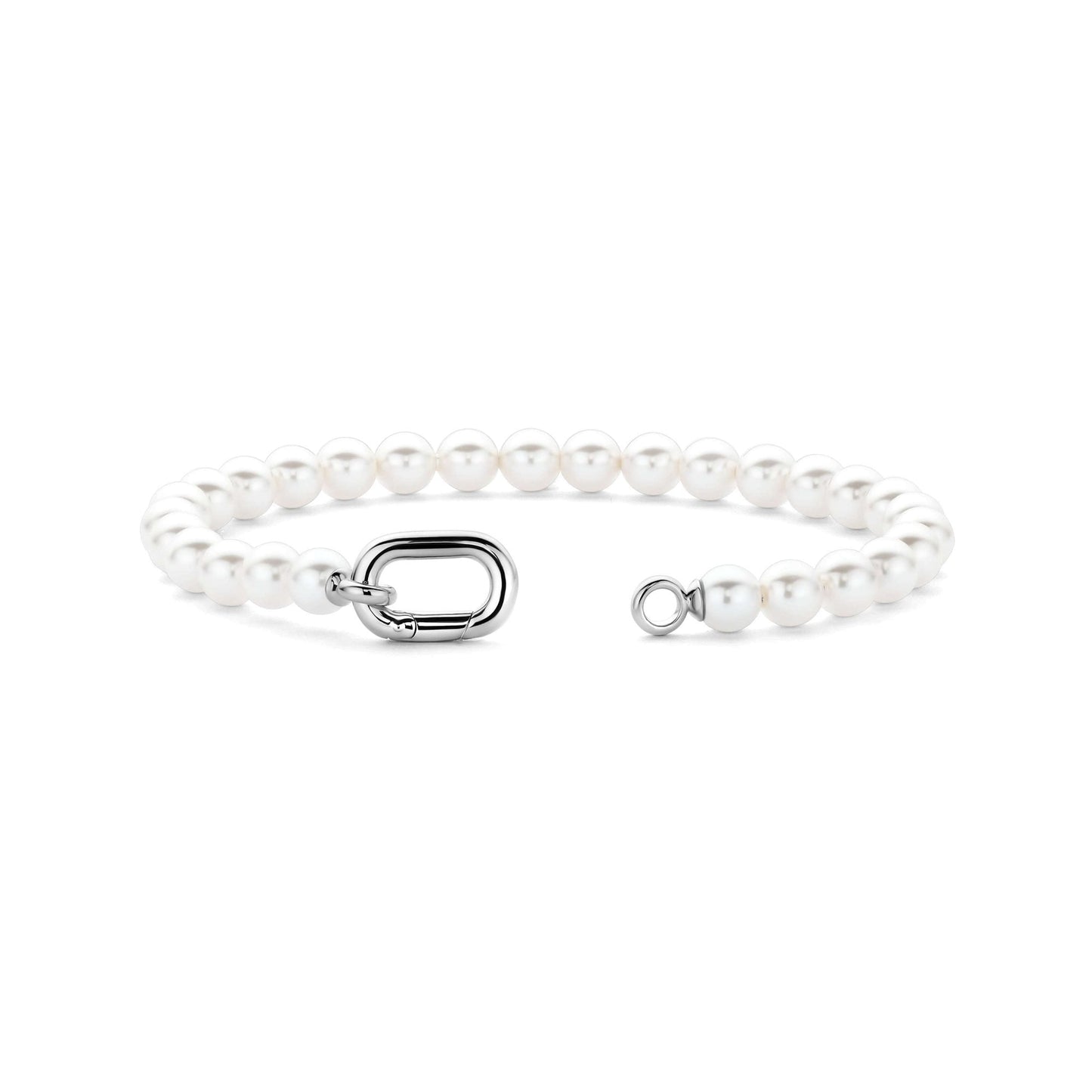 Sterling Silver Ladies Simulated Pearl White Bracelet 23037PW