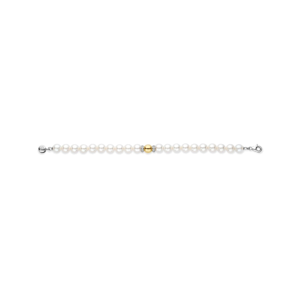 Ladies Sterling Silver Simulated White Pearl Bracelet 23088YP