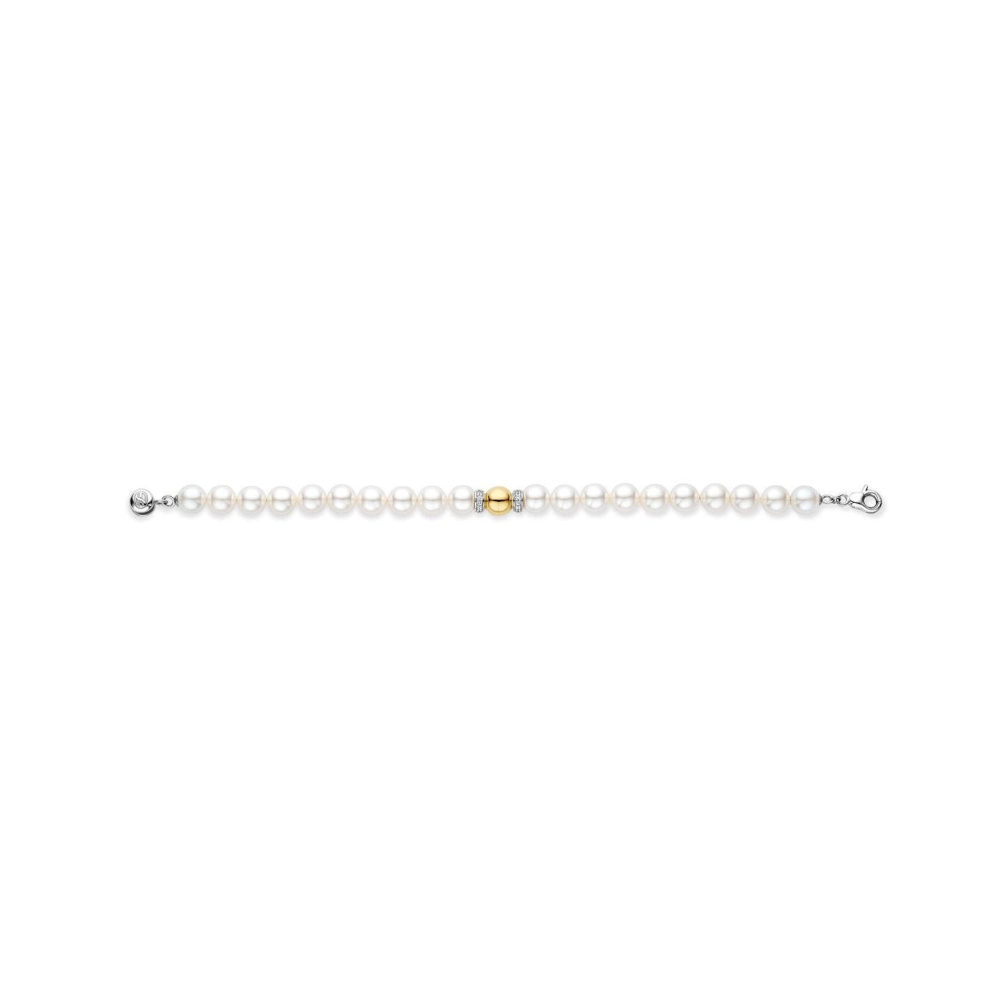 Ladies Sterling Silver Simulated White Pearl Bracelet 23088YP