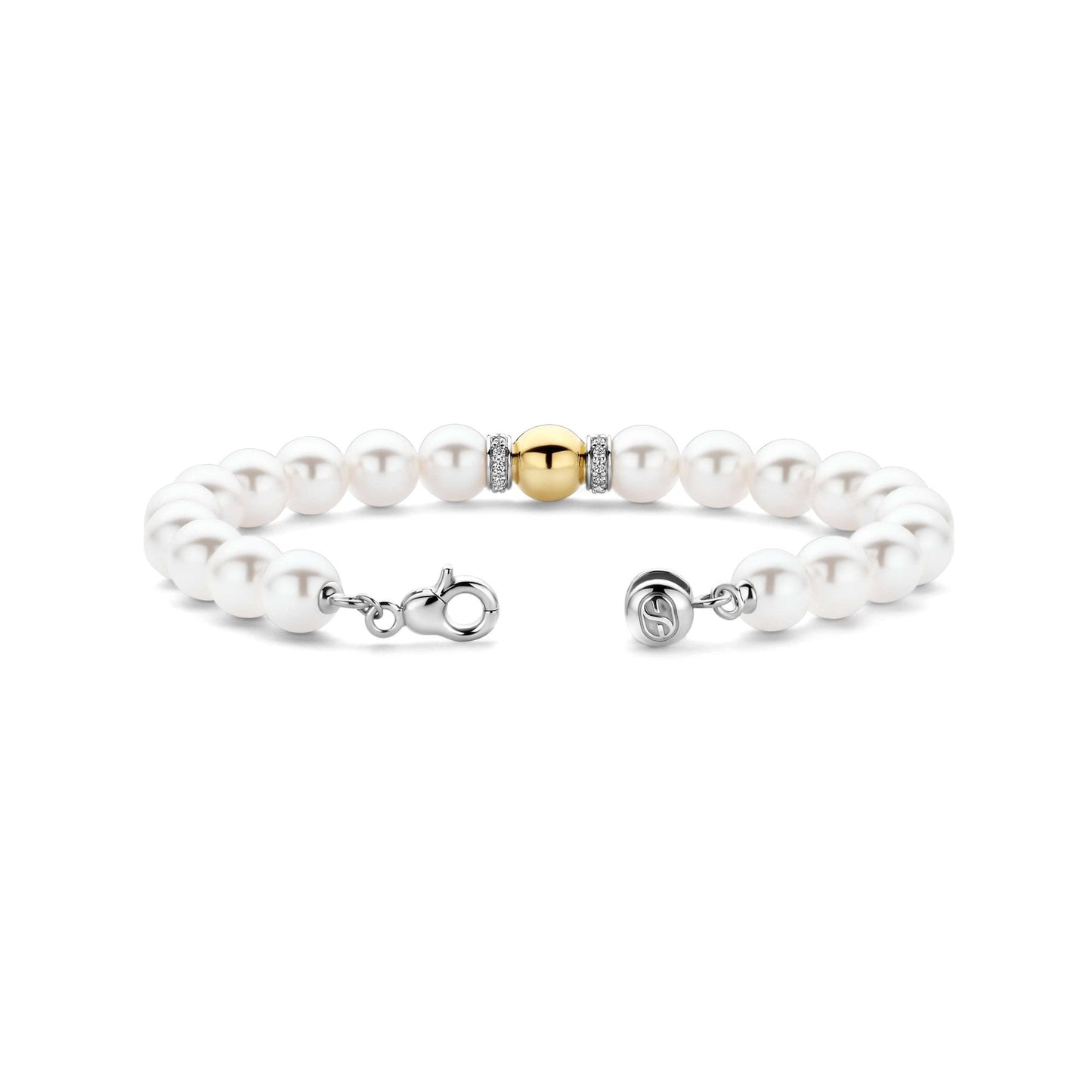 Ladies Sterling Silver Simulated White Pearl Bracelet 23088YP