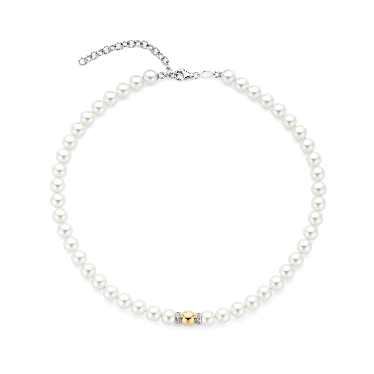 Ladies Silver Simulated Pearl White Necklace 34112YP/42