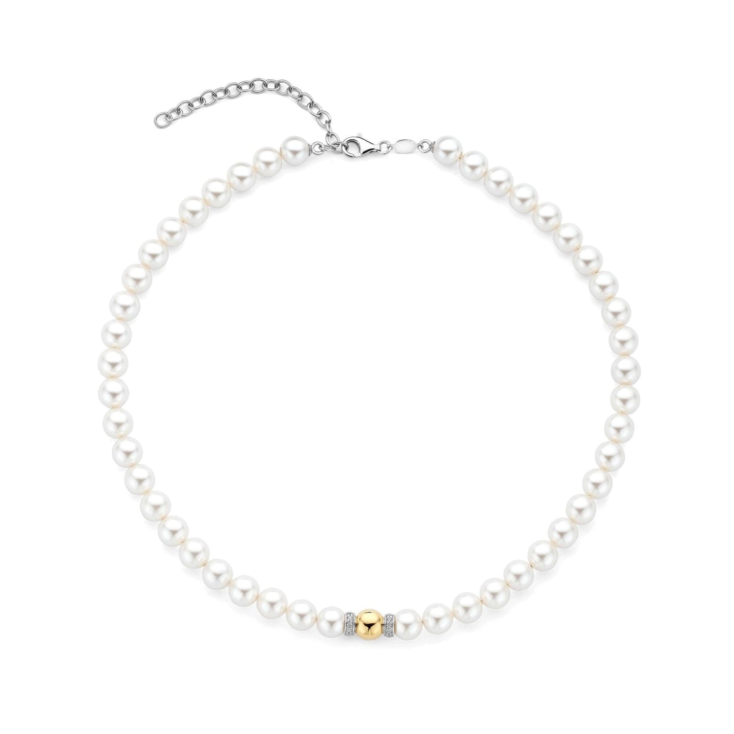 Ladies Silver Simulated Pearl White Necklace 34112YP/42