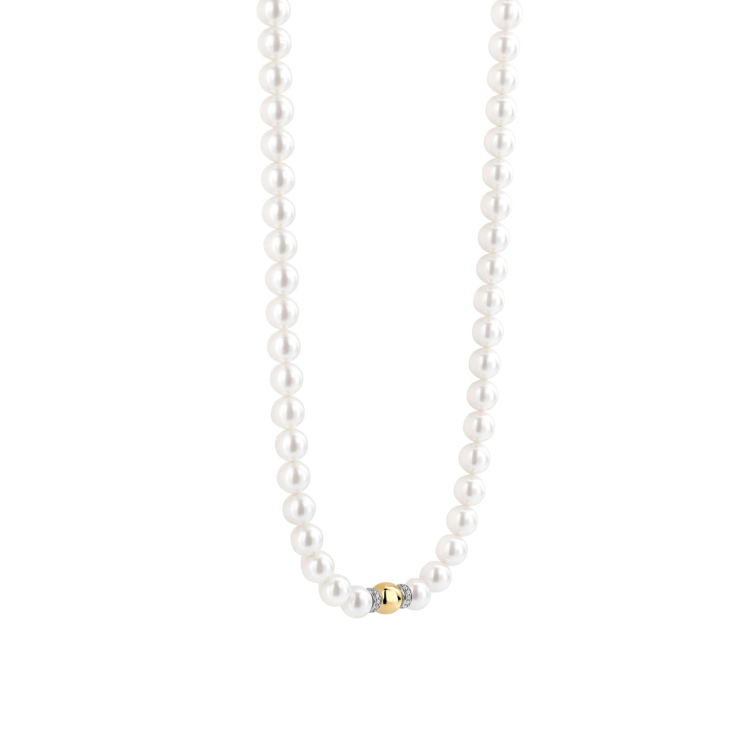Ladies Silver Simulated Pearl White Necklace 34112YP/42