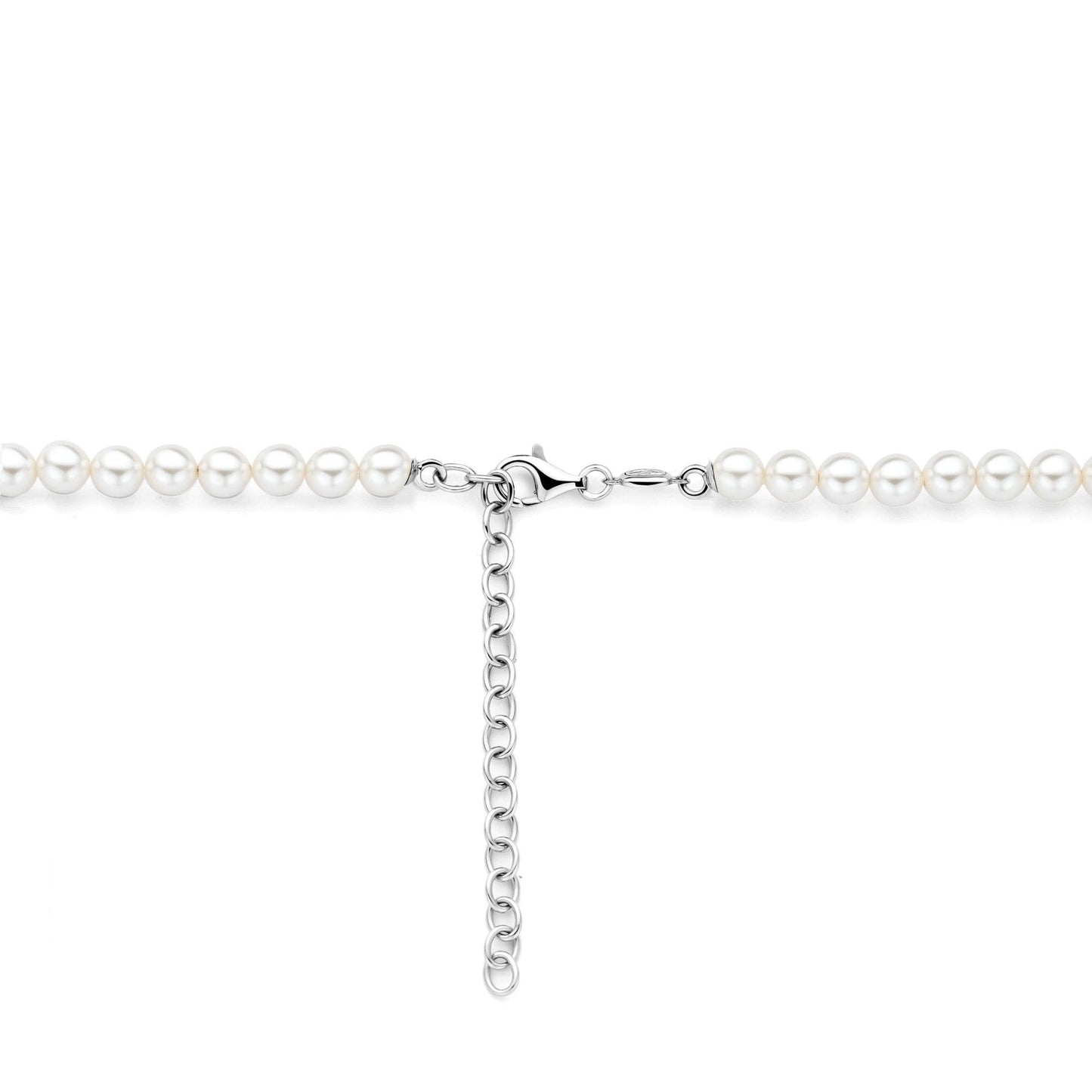 Ladies Silver Simulated Pearl White Necklace 34112YP/42